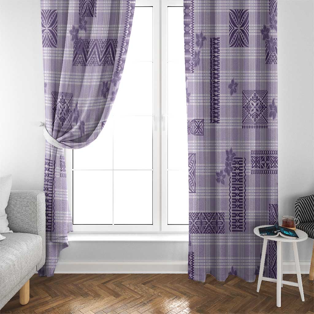 Hawaiian Quilt Tapa On Lilac Palaka Motifs Window Curtain LT7 - Polynesian Pride