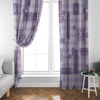 Hawaiian Quilt Tapa On Lilac Palaka Motifs Window Curtain LT7 - Polynesian Pride