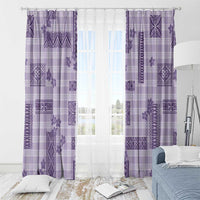 Hawaiian Quilt Tapa On Lilac Palaka Motifs Window Curtain LT7 - Polynesian Pride