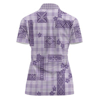 Hawaiian Quilt Tapa On Lilac Palaka Motifs Women Polo Shirt LT7 - Polynesian Pride