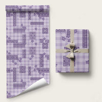 Hawaiian Quilt Tapa On Lilac Palaka Motifs Wrapping Paper LT7 58" × 23" Lilac - Polynesian Pride