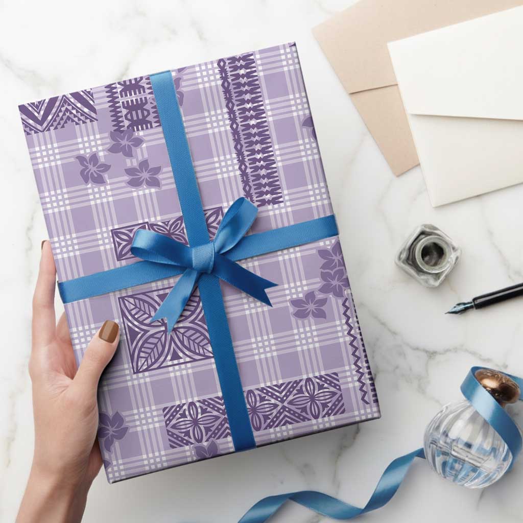 Hawaiian Quilt Tapa On Lilac Palaka Motifs Wrapping Paper LT7 - Polynesian Pride