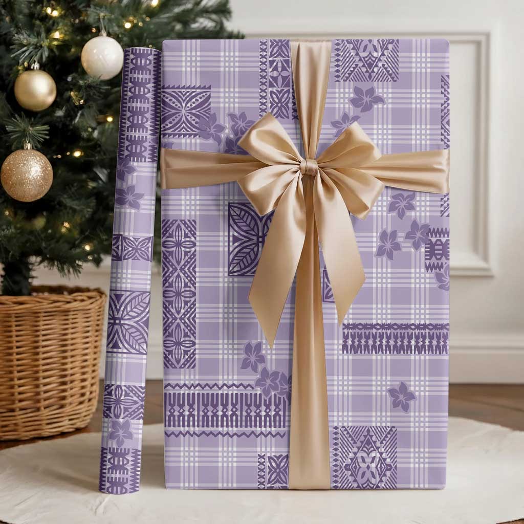 Hawaiian Quilt Tapa On Lilac Palaka Motifs Wrapping Paper LT7 - Polynesian Pride