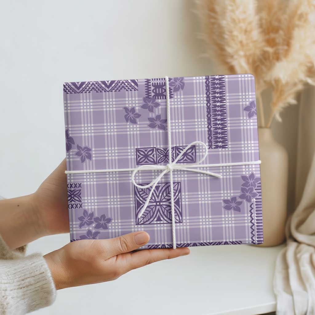 Hawaiian Quilt Tapa On Lilac Palaka Motifs Wrapping Paper LT7 - Polynesian Pride