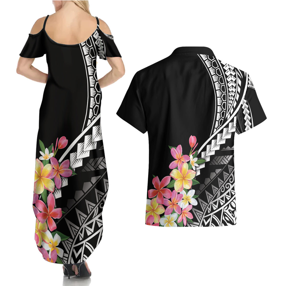 AAPI Heritage Month Couples Matching Summer Maxi Dress and Hawaiian Shirt Kanaka Hawaii Plumeria