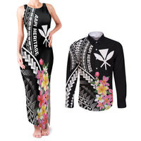 AAPI Heritage Month Couples Matching Tank Maxi Dress and Long Sleeve Button Shirt Kanaka Hawaii Plumeria