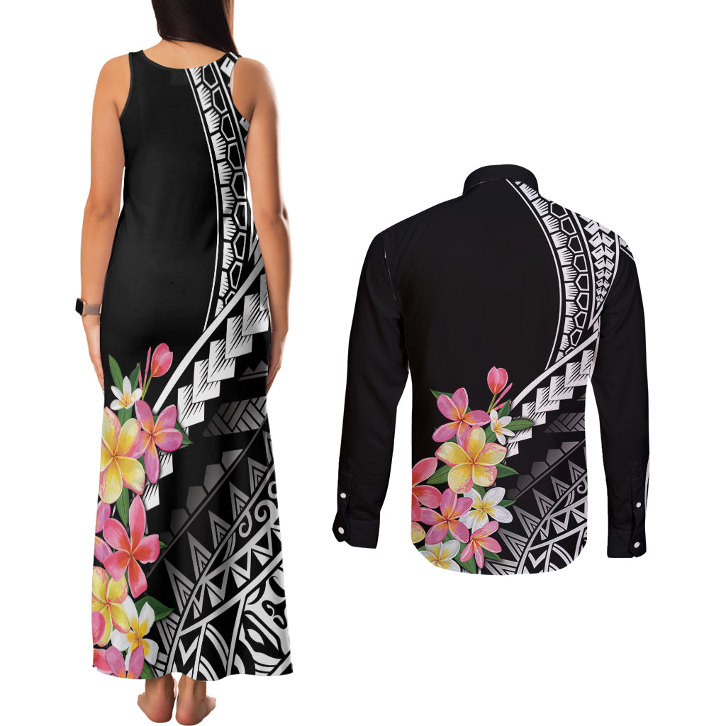 AAPI Heritage Month Couples Matching Tank Maxi Dress and Long Sleeve Button Shirt Kanaka Hawaii Plumeria