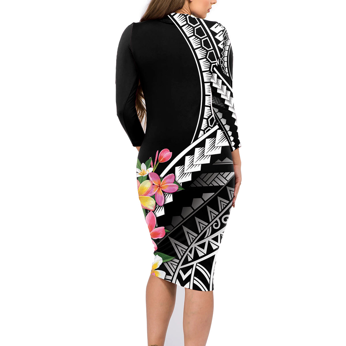 AAPI Heritage Month Family Matching Long Sleeve Bodycon Dress and Hawaiian Shirt Kanaka Hawaii Plumeria