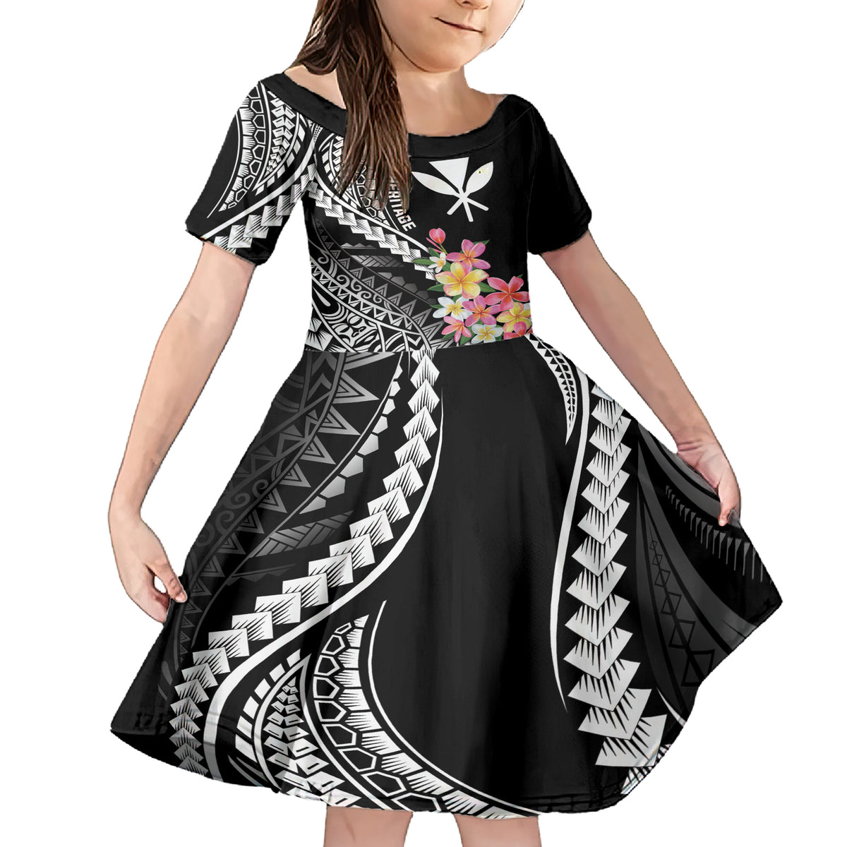 AAPI Heritage Month Family Matching Short Sleeve Bodycon Dress and Hawaiian Shirt Kanaka Hawaii Plumeria