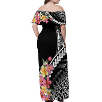 AAPI Heritage Month Off Shoulder Maxi Dress Kanaka Hawaii Plumeria