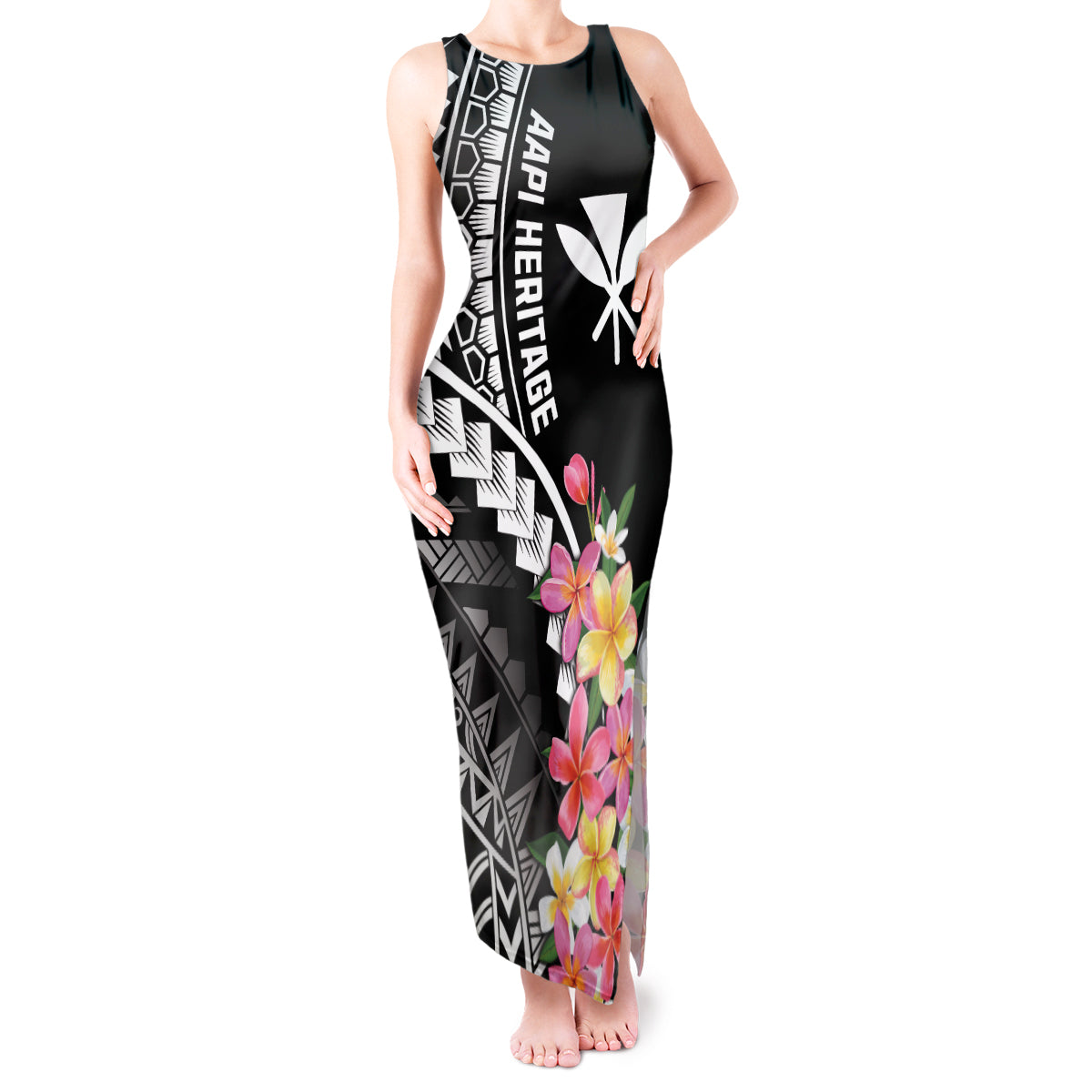 AAPI Heritage Month Tank Maxi Dress Kanaka Hawaii Plumeria