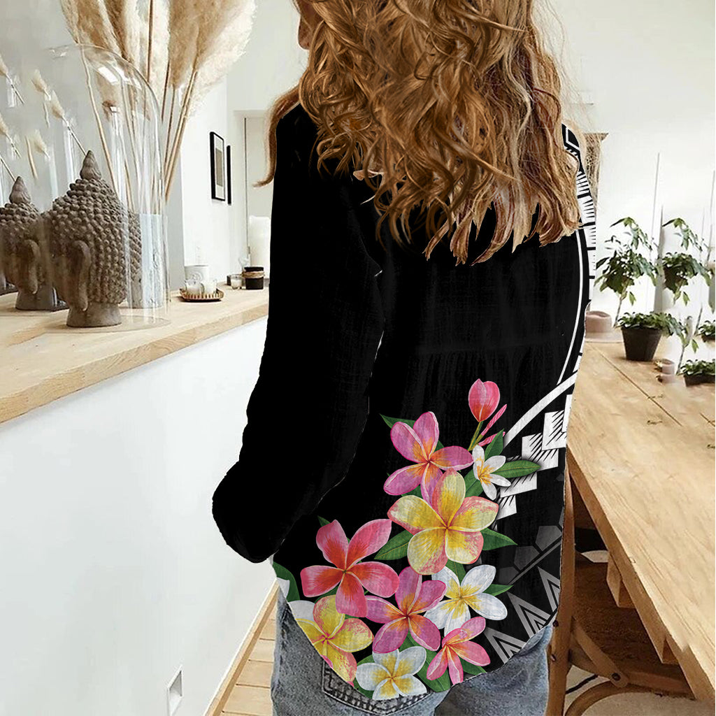 AAPI Heritage Month Women Casual Shirt Kanaka Hawaii Plumeria