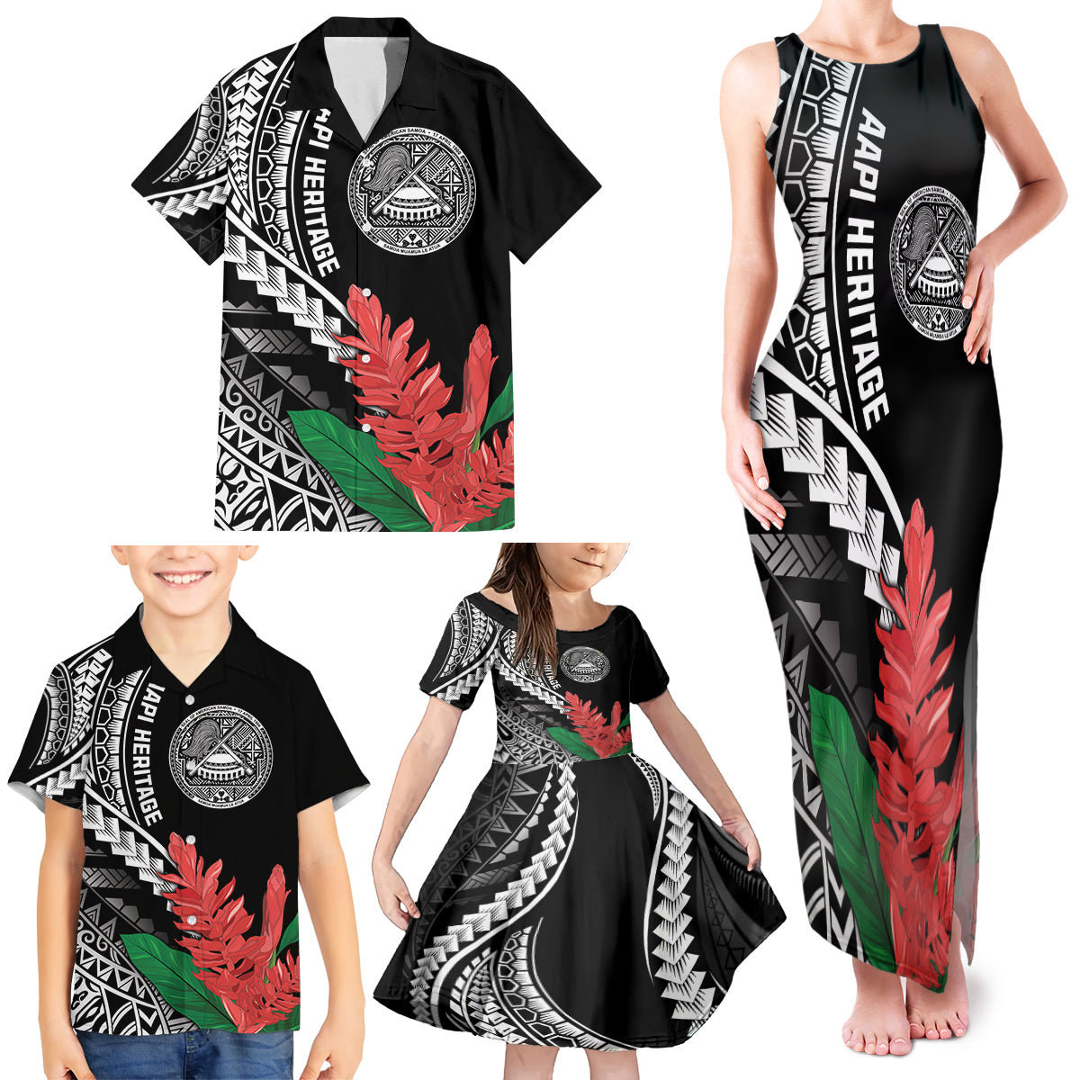 AAPI Heritage Month Family Matching Tank Maxi Dress and Hawaiian Shirt Samoa Teuila