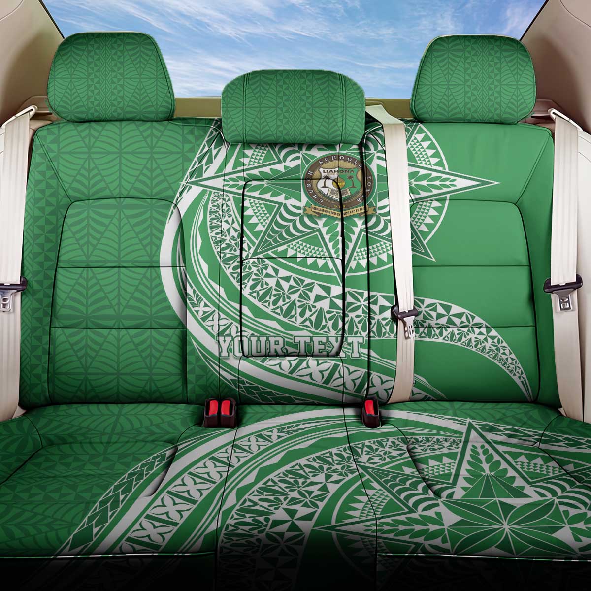 Tonga Liahona High School Personalized Back Car Seat Cover Ngatu Tokelaufeletoa Motifs