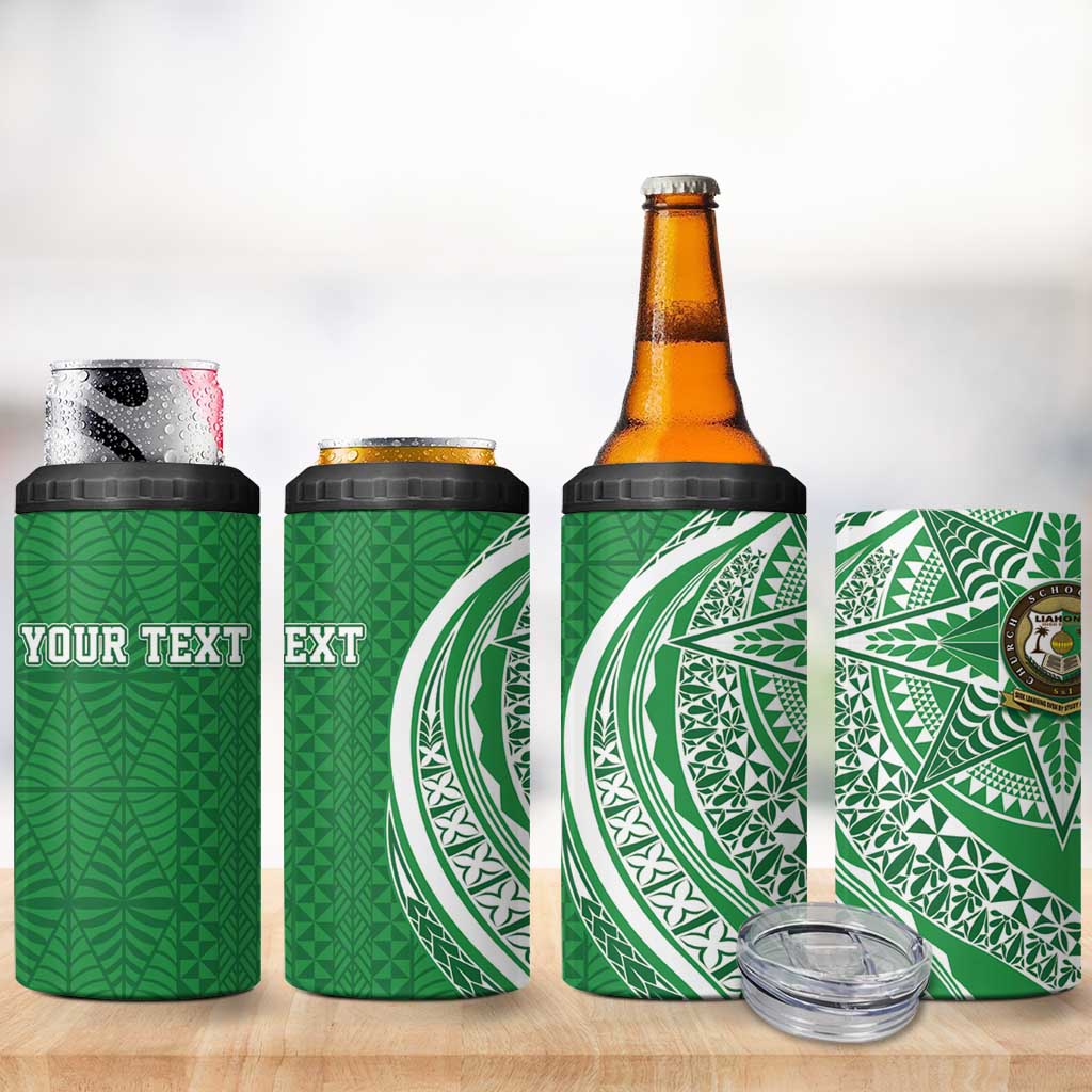 Tonga Liahona High School Personalized 4 in 1 Can Cooler Tumbler Ngatu Tokelaufeletoa Motifs