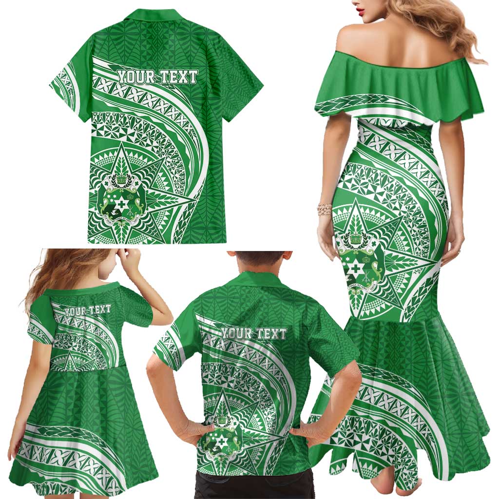 Tonga Liahona High School Personalized Family Matching Mermaid Dress and Hawaiian Shirt Ngatu Tokelaufeletoa Motifs