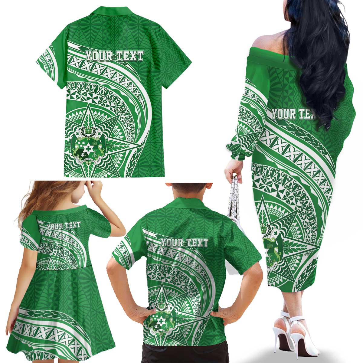 Tonga Liahona High School Personalized Family Matching Off The Shoulder Long Sleeve Dress and Hawaiian Shirt Ngatu Tokelaufeletoa Motifs