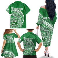 Tonga Liahona High School Personalized Family Matching Off The Shoulder Long Sleeve Dress and Hawaiian Shirt Ngatu Tokelaufeletoa Motifs