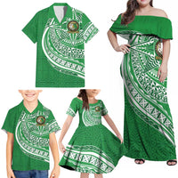 Tonga Liahona High School Personalized Family Matching Off Shoulder Maxi Dress and Hawaiian Shirt Ngatu Tokelaufeletoa Motifs
