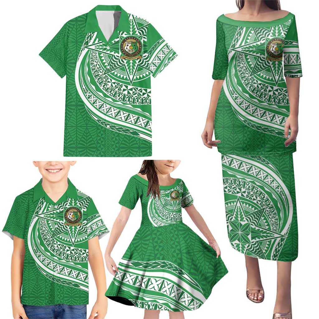 Tonga Liahona High School Personalized Family Matching Puletasi and Hawaiian Shirt Ngatu Tokelaufeletoa Motifs