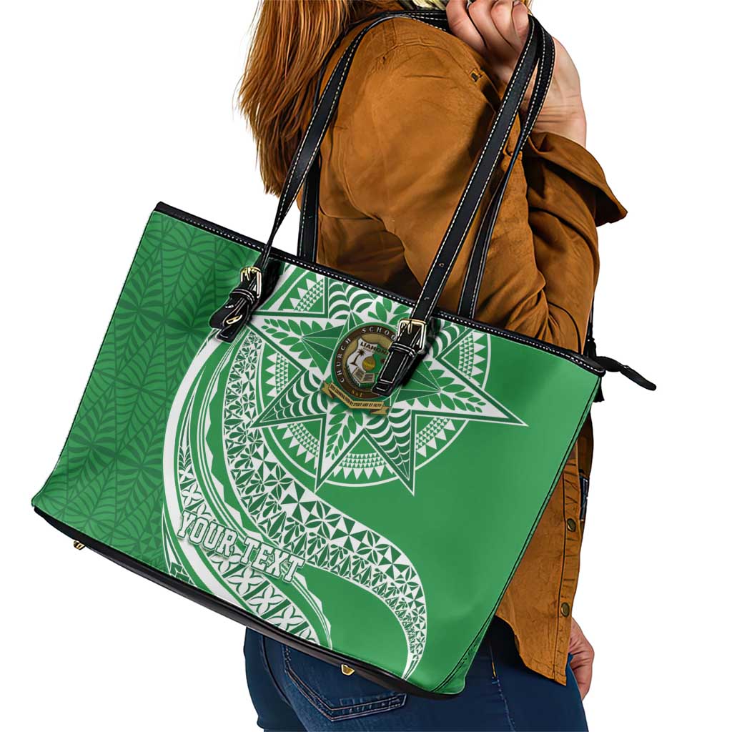 Tonga Liahona High School Personalized Leather Tote Bag Ngatu Tokelaufeletoa Motifs
