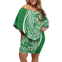 Tonga Liahona High School Personalized Off Shoulder Short Dress Ngatu Tokelaufeletoa Motifs