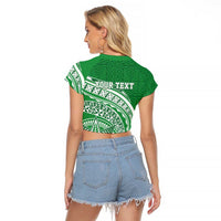 Tonga Liahona High School Personalized Raglan Cropped T Shirt Ngatu Tokelaufeletoa Motifs