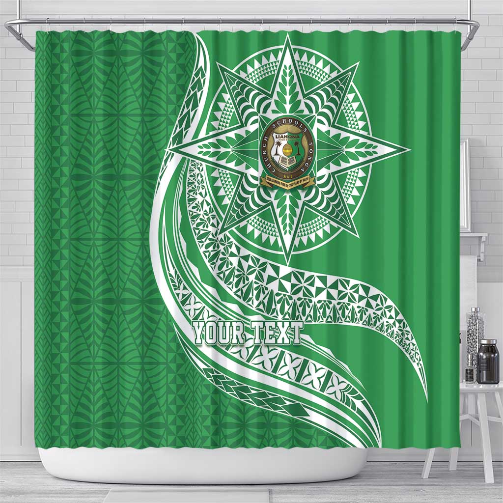 Tonga Liahona High School Personalized Shower Curtain Ngatu Tokelaufeletoa Motifs