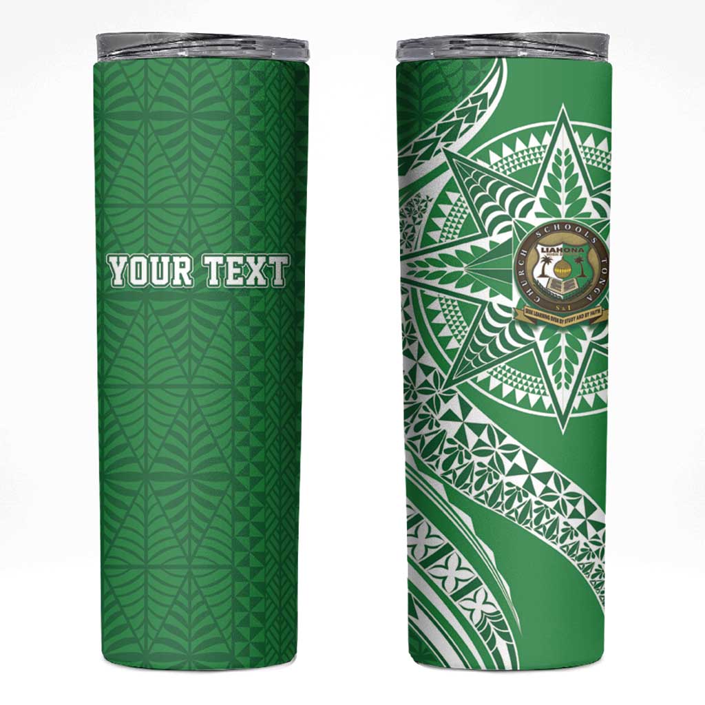 Tonga Liahona High School Personalized Skinny Tumbler Ngatu Tokelaufeletoa Motifs