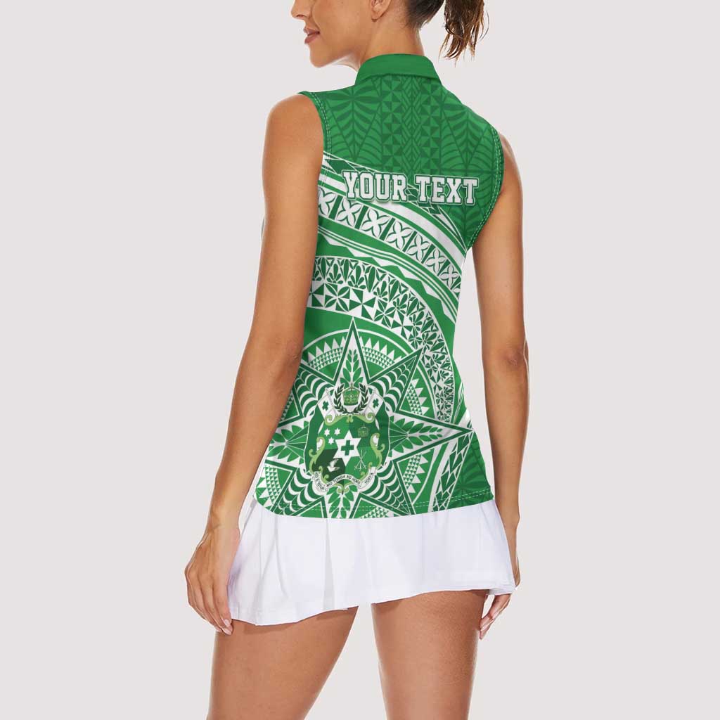 Tonga Liahona High School Personalized Women Sleeveless Polo Shirt Ngatu Tokelaufeletoa Motifs