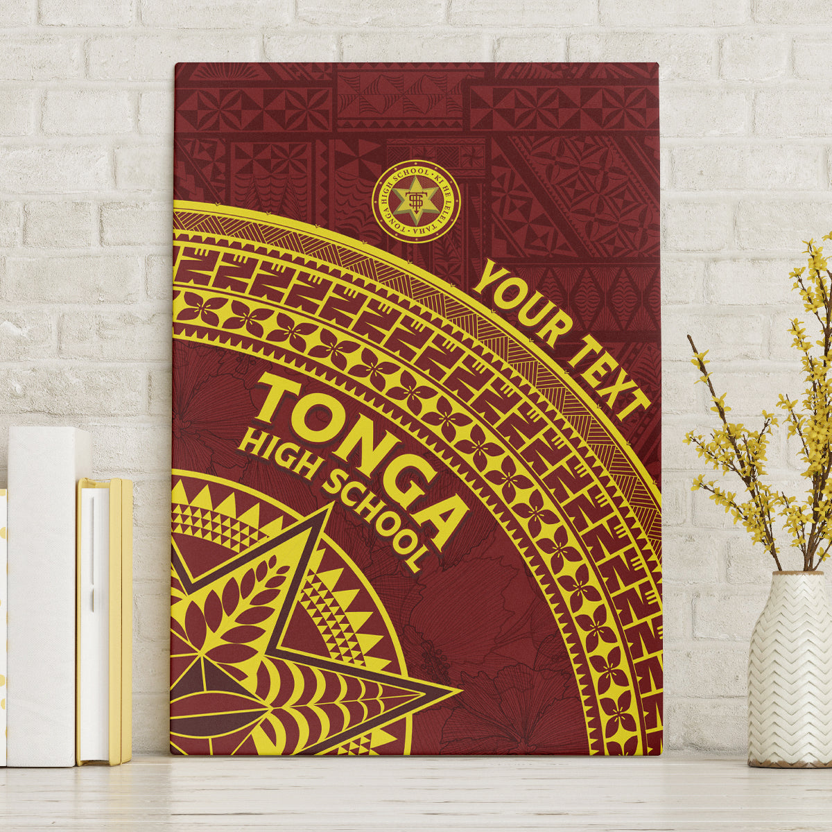 Tonga High School Canvas Wall Art THS Anniversary Ngatu Motif