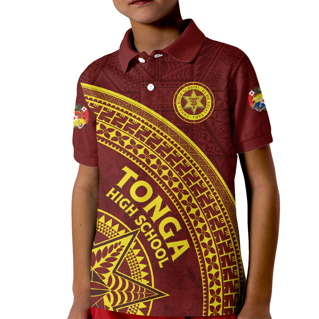 Tonga High School Kid Polo Shirt THS Anniversary Ngatu Motif