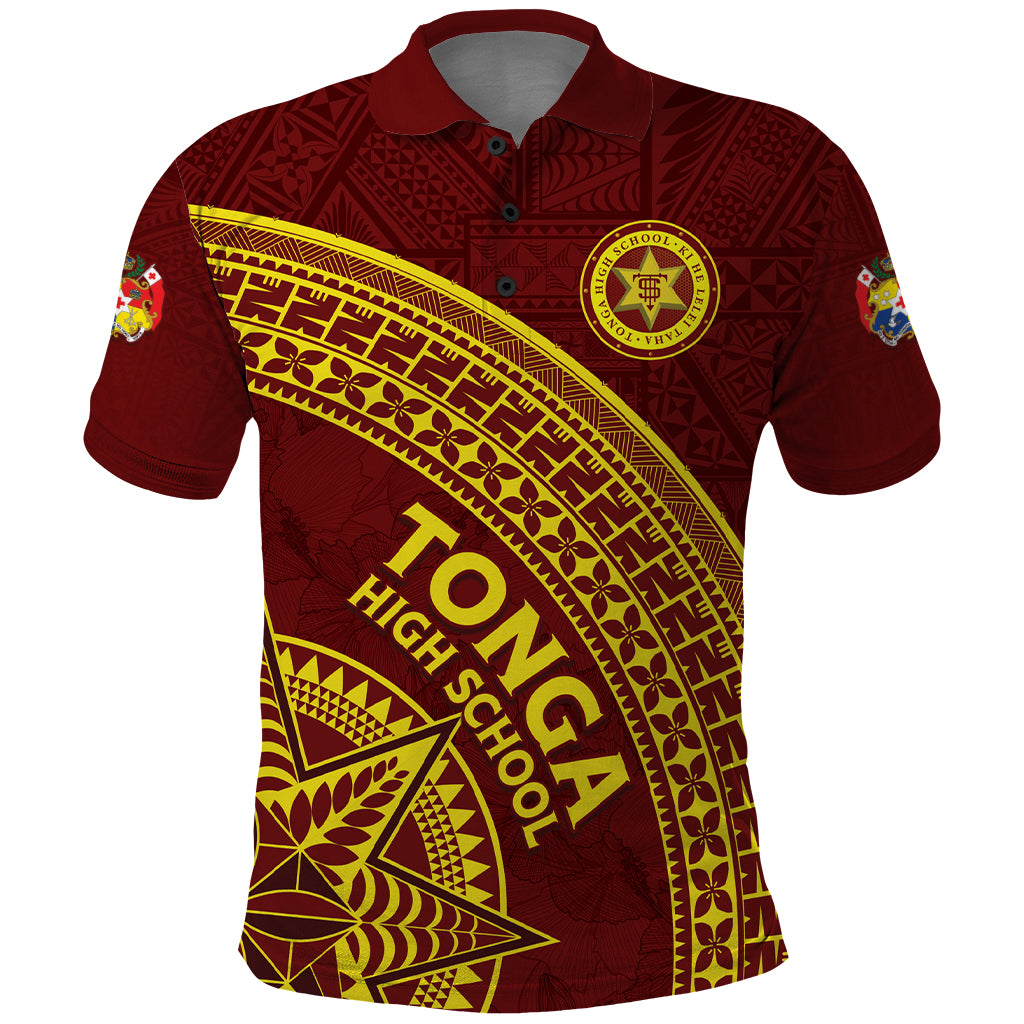 Tonga High School Polo Shirt THS Anniversary Ngatu Motif
