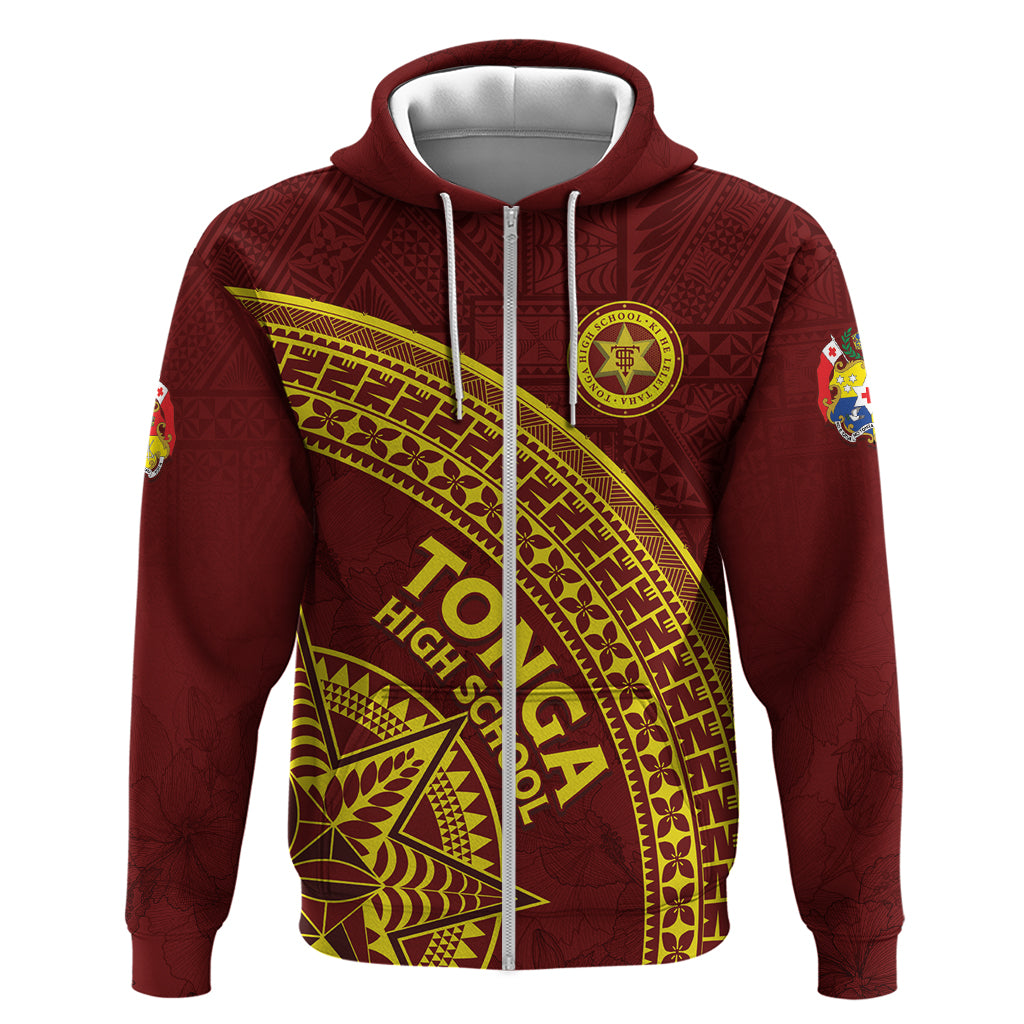 Tonga High School Zip Hoodie THS Anniversary Ngatu Motif