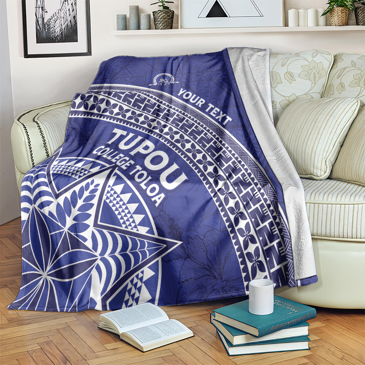 Tupou College Toloa Blanket Ngatu Tapa Mix Style LT7 Blue - Polynesian Pride