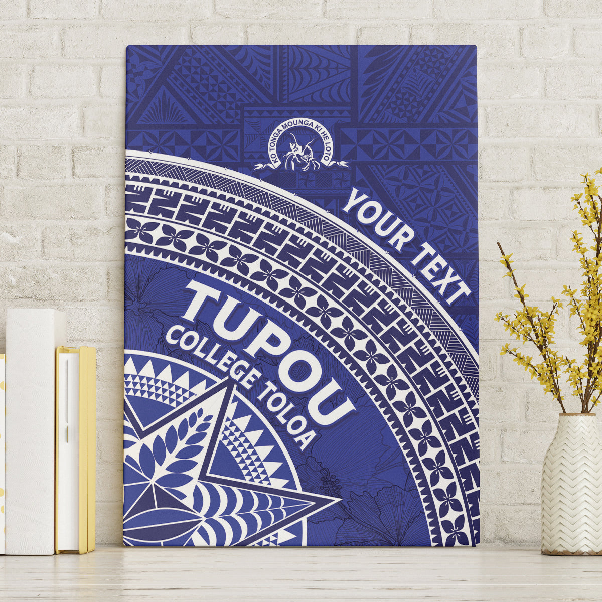 Tupou College Toloa Canvas Wall Art Ngatu Tapa Mix Style LT7 Without Frame Blue - Polynesian Pride