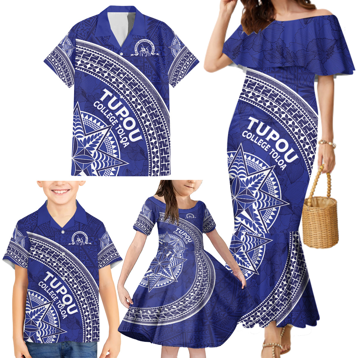 Tupou College Toloa Family Matching Mermaid Dress and Hawaiian Shirt Ngatu Tapa Mix Style LT7 - Polynesian Pride