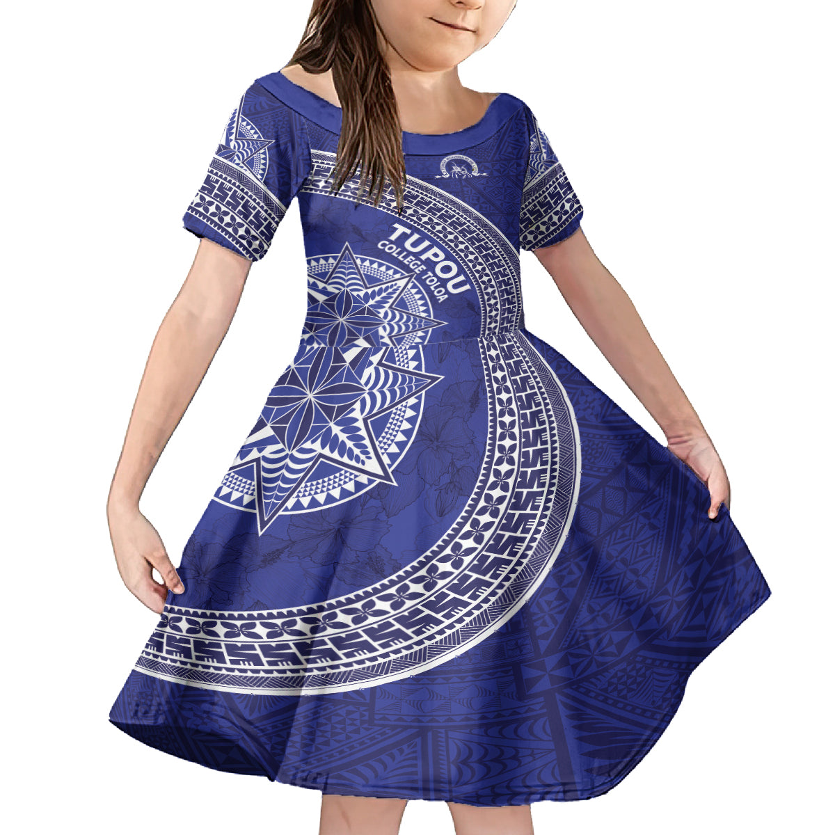 Tupou College Toloa Family Matching Tank Maxi Dress and Hawaiian Shirt Ngatu Tapa Mix Style