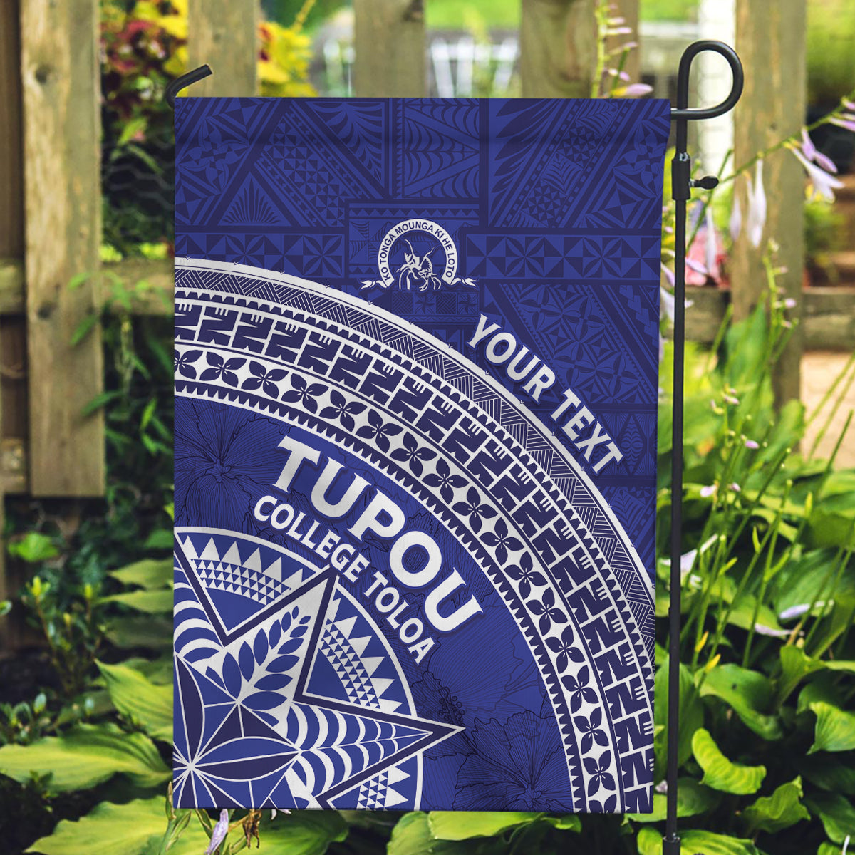 Tupou College Toloa Garden Flag Ngatu Tapa Mix Style LT7 Garden Flag Blue - Polynesian Pride