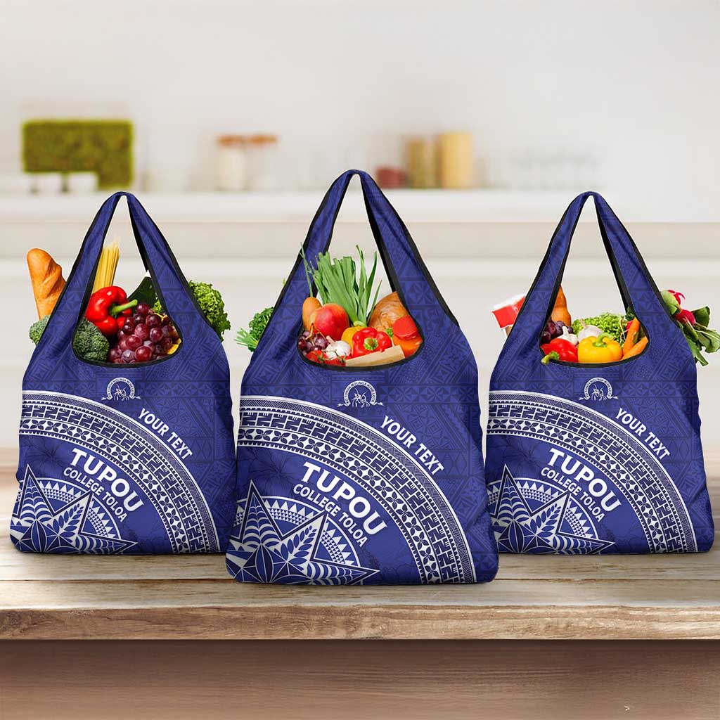 Tupou College Toloa Grocery Bag Ngatu Tapa Mix Style LT7 3-pack One Size Blue - Polynesian Pride