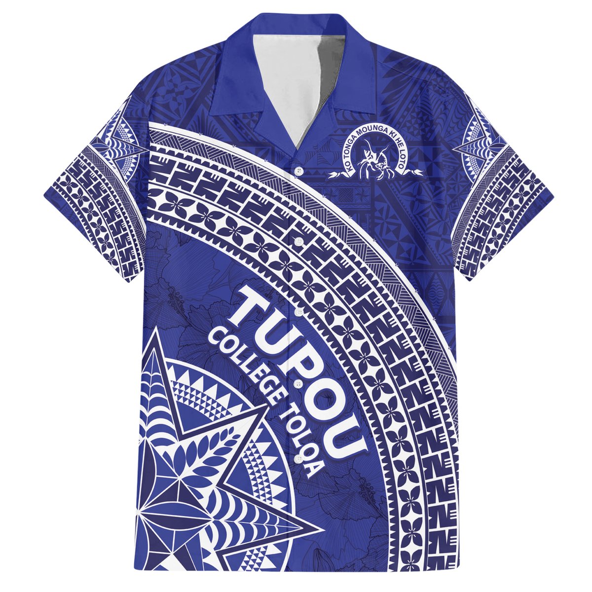Tupou College Toloa Hawaiian Shirt Ngatu Tapa Mix Style LT7 Blue - Polynesian Pride