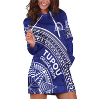 Tupou College Toloa Hoodie Dress Ngatu Tapa Mix Style LT7 Blue - Polynesian Pride