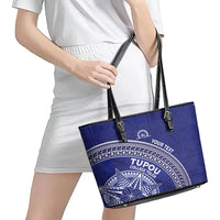 Tupou College Toloa Leather Tote Bag Ngatu Tapa Mix Style LT7 - Polynesian Pride