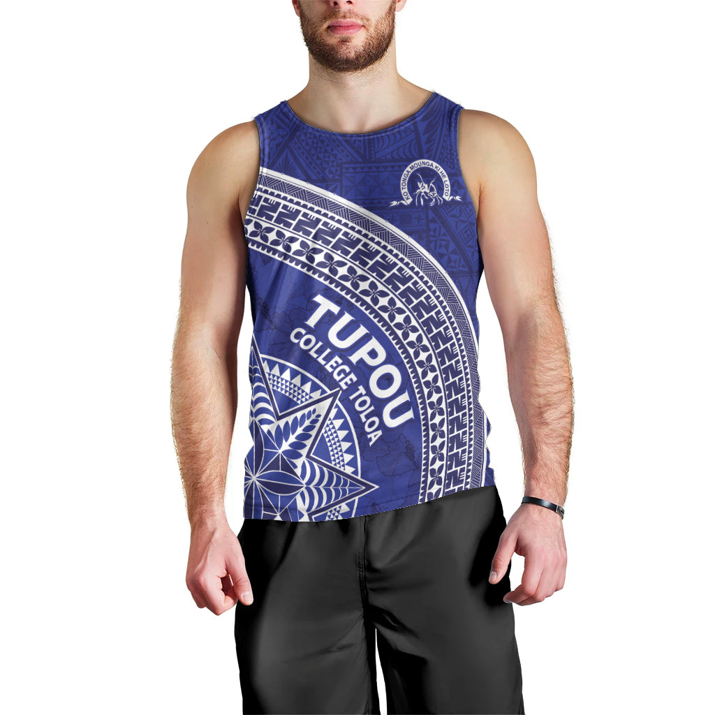 Tupou College Toloa Men Tank Top Ngatu Tapa Mix Style LT7 - Polynesian Pride