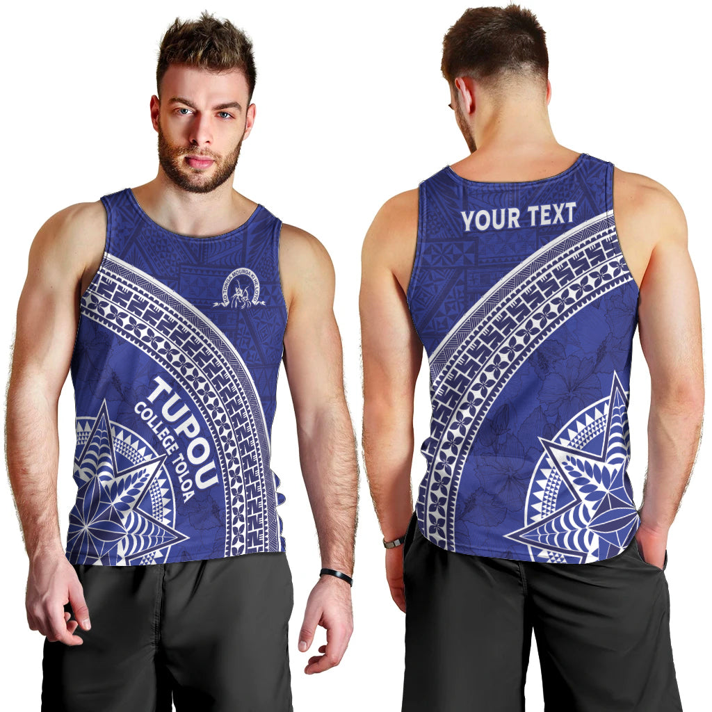 Tupou College Toloa Men Tank Top Ngatu Tapa Mix Style LT7 - Polynesian Pride