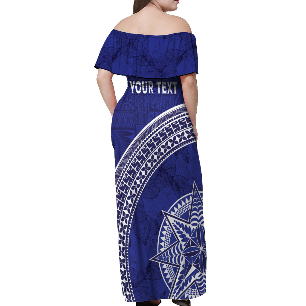 Tupou College Toloa Off Shoulder Maxi Dress Ngatu Tapa Mix Style LT7 - Polynesian Pride