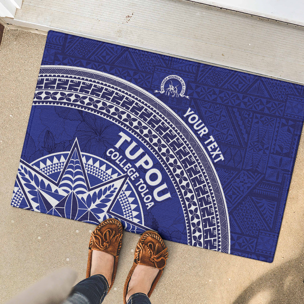 Tupou College Toloa Rubber Doormat Ngatu Tapa Mix Style LT7 - Polynesian Pride