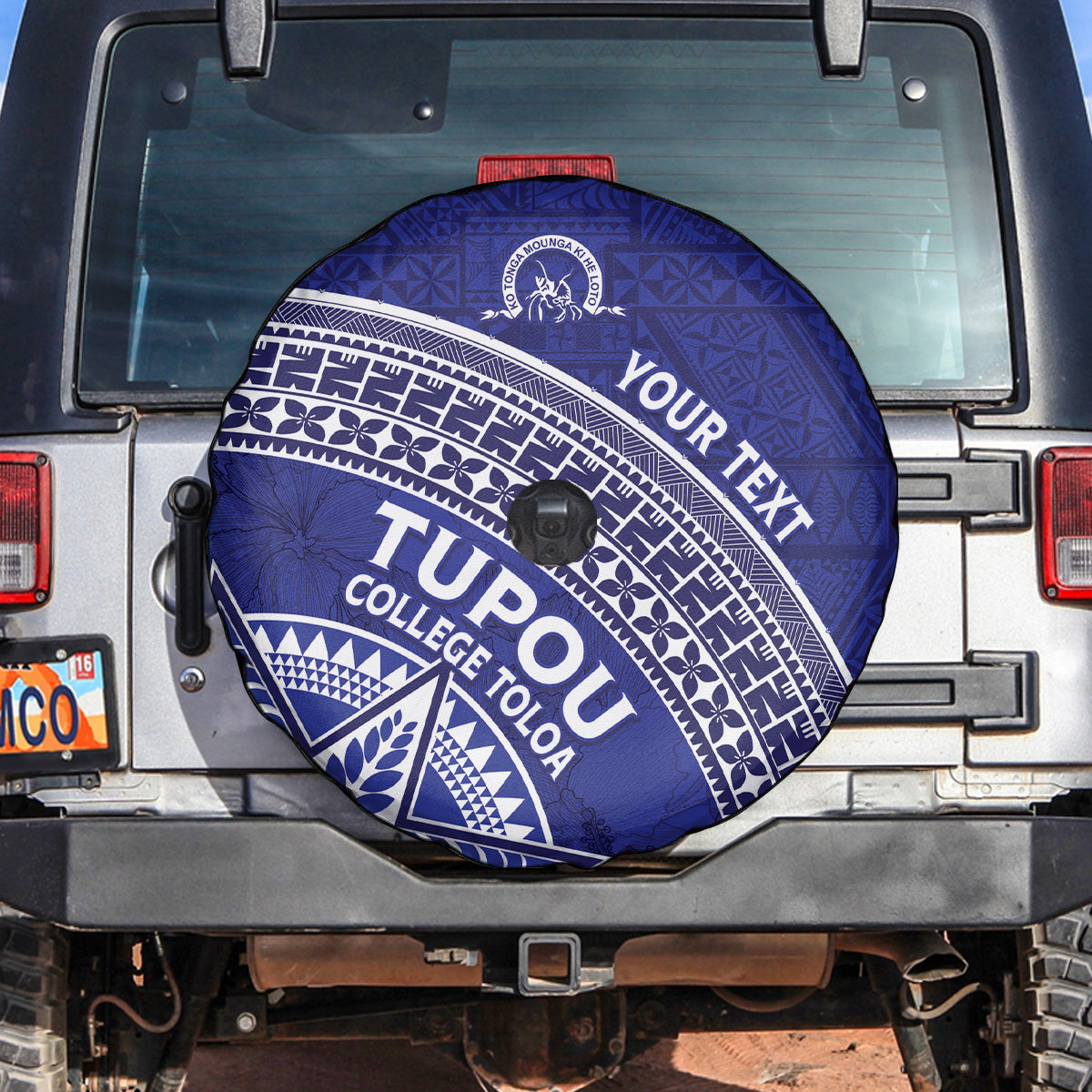 Tupou College Toloa Spare Tire Cover Ngatu Tapa Mix Style LT7 Blue - Polynesian Pride