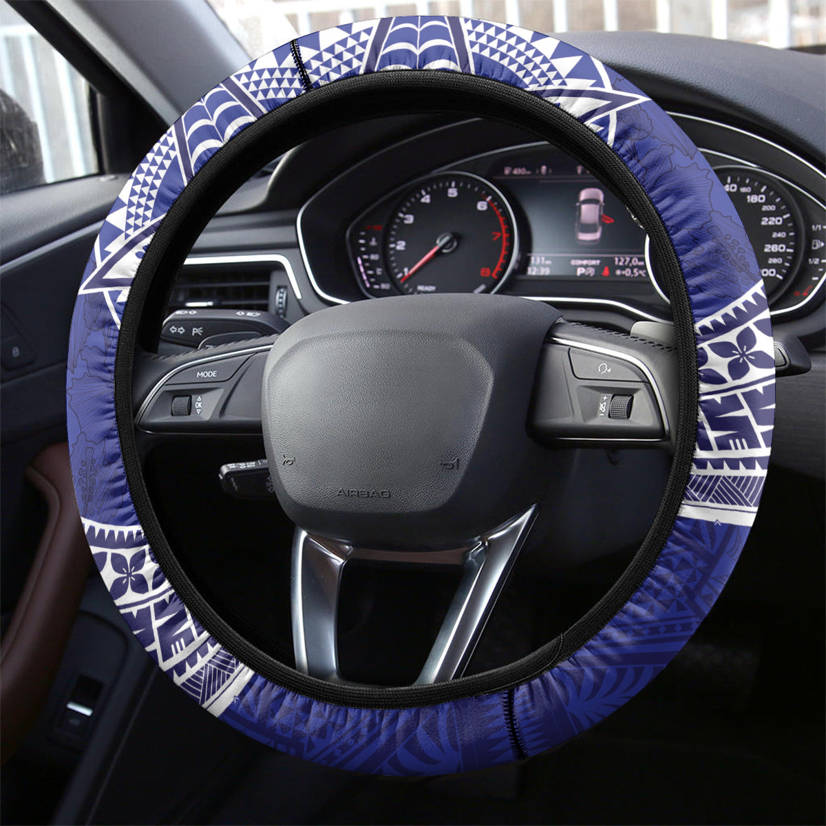 Tupou College Toloa Steering Wheel Cover Ngatu Tapa Mix Style LT7 - Polynesian Pride