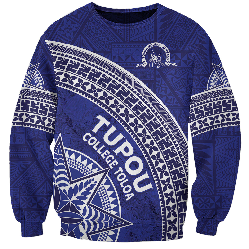 Tupou College Toloa Sweatshirt Ngatu Tapa Mix Style LT7 Unisex Blue - Polynesian Pride